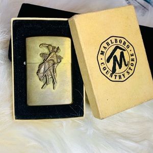 Vintage Brass Marlboro Man “Rough Rider” Zippo Never Used